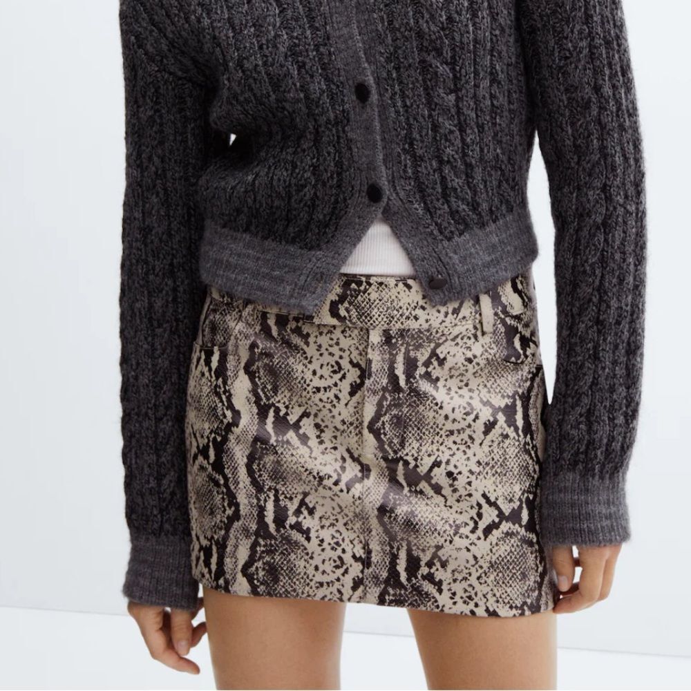 Mango Snakeskin Mini Skirt 4